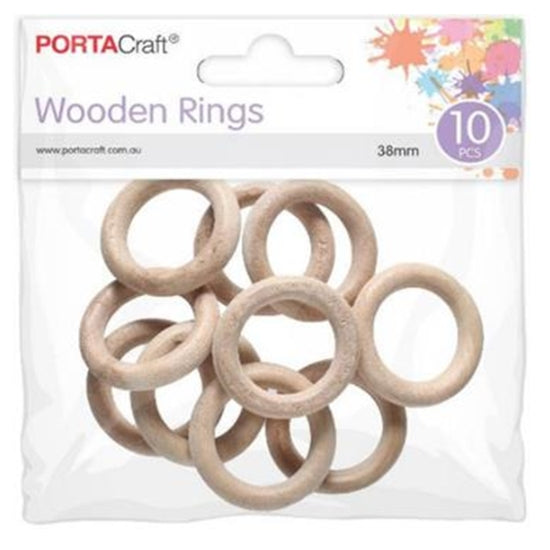 Wooden Rings 38mm 10pk