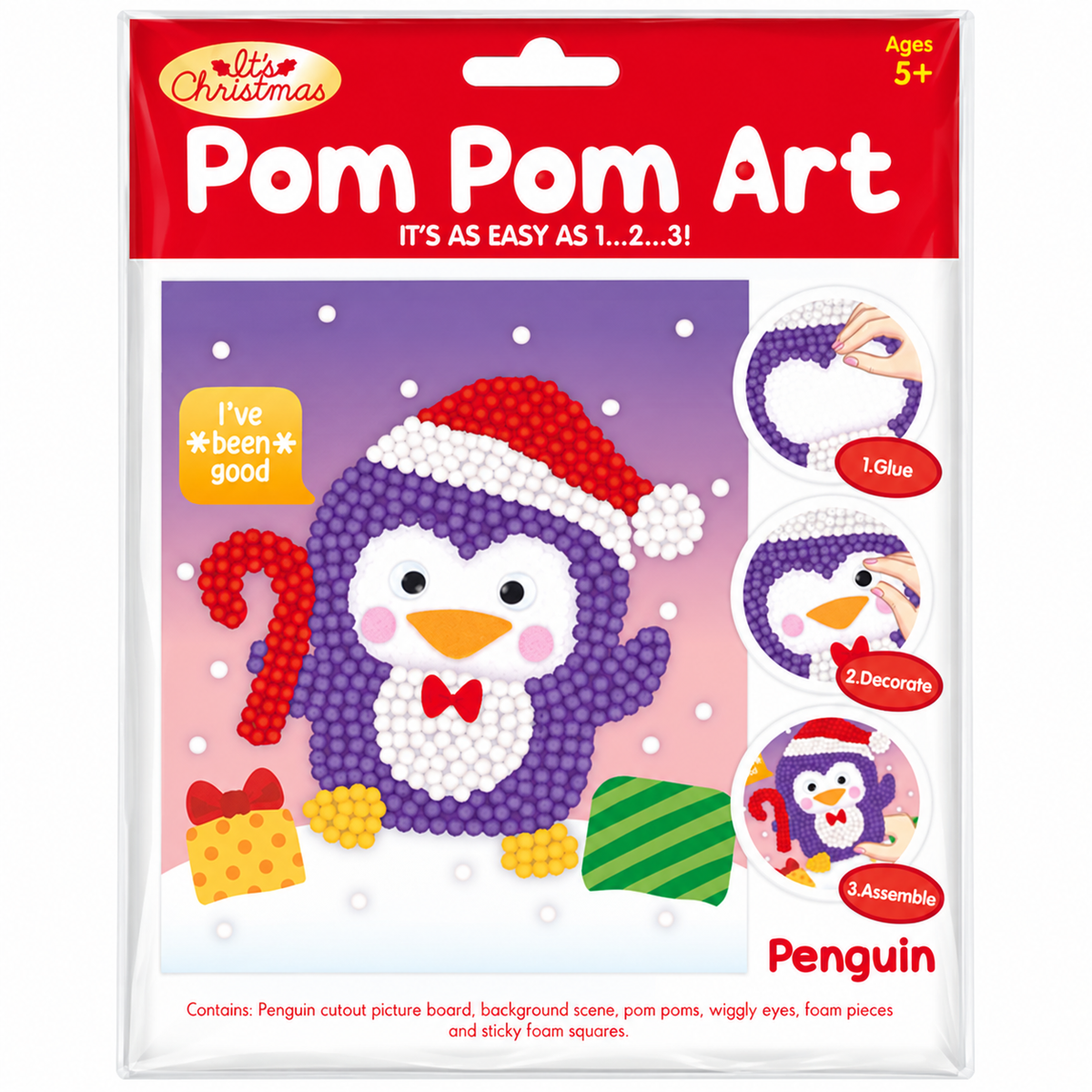 Penguin Pom Pom Christmas Picture Kit