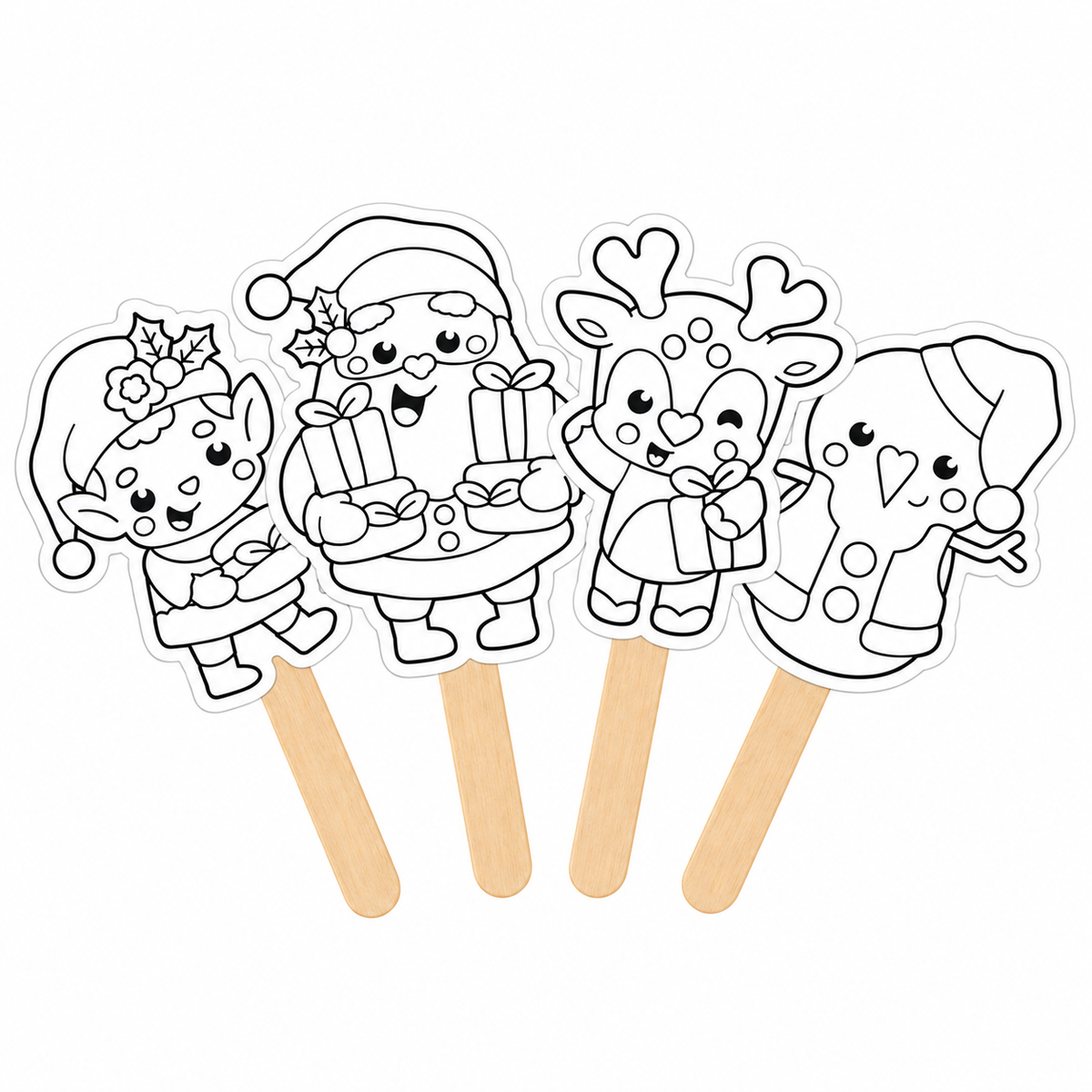 Christmas Cardstock Puppets 4 Pack - Snowman & Friends