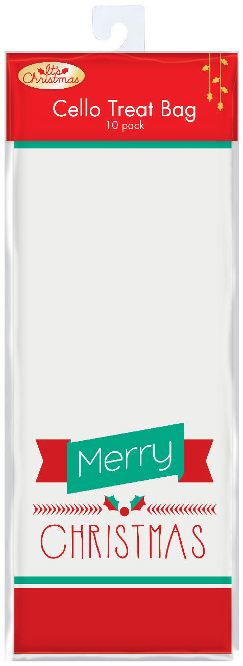 Cello Treat Bags 10pk - Merry Christmas