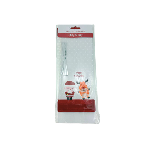 Cello Treat Bags 10pk - Santa & Reindeer