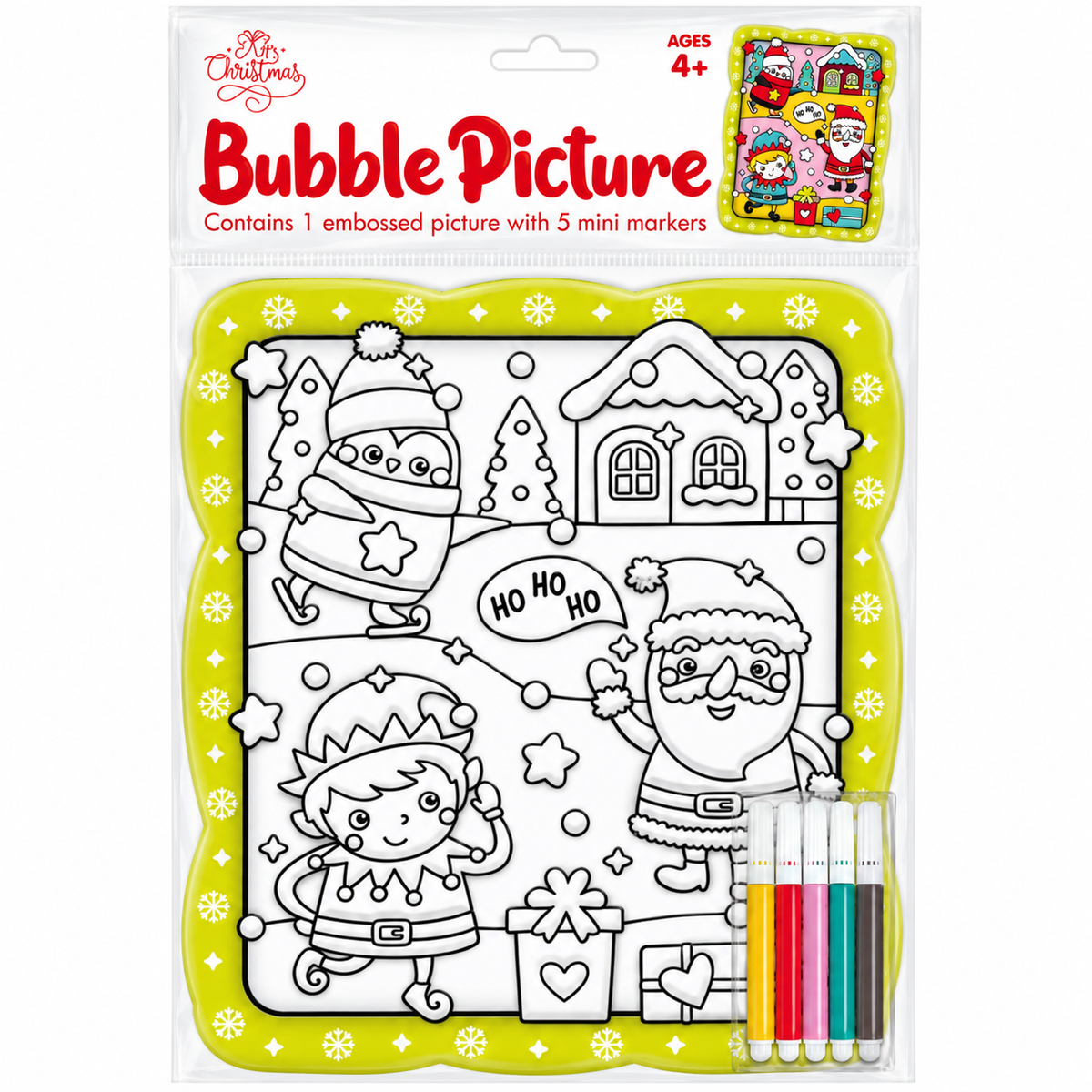 Colour-In Embossed Christmas Bubble Picture - Yellow