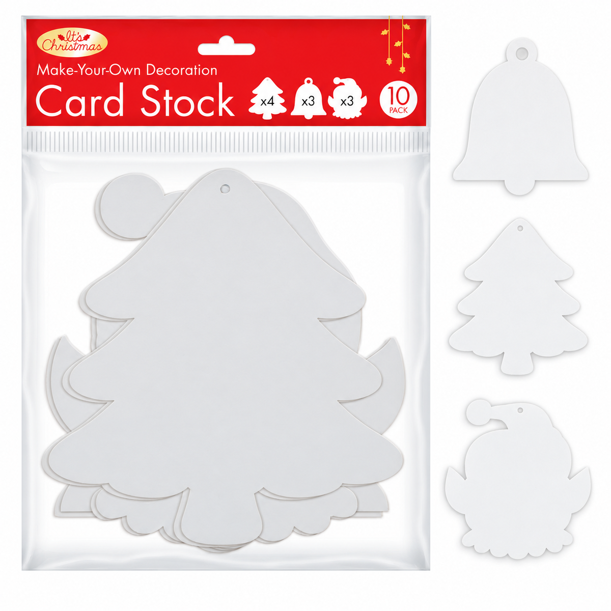 Christmas Cardstock Shapes 10 Pack - Stockings, Stars & Santa