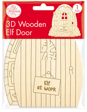 Wooden 3D Elf Door - Elf at Work