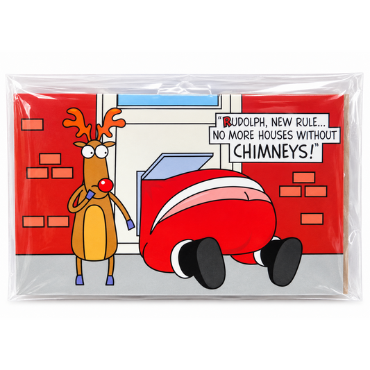Humorous Christmas Cards 10pk - Chimney & Sleigh