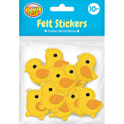 Embellished Felt Chick Stickers Easter - 10 Pack