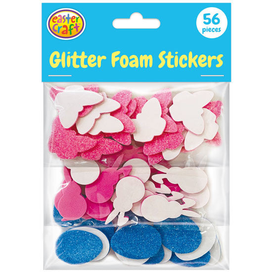 Glitter Foam Easter Stickers - 56pcs