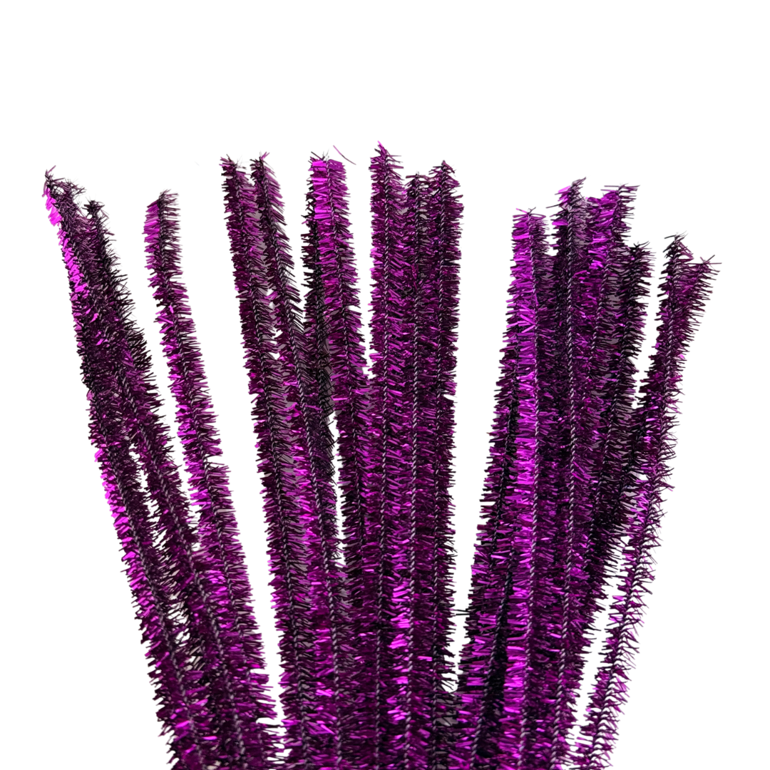 Chenille Stems Tinsel 6mm 24pk - Purple