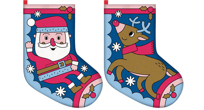 Colour-In Christmas Stockings with Markers 2 Pack