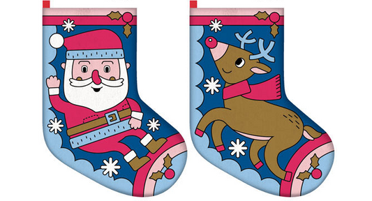 Colour-In Christmas Stockings with Markers 2 Pack