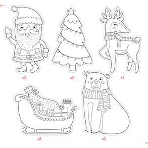 Printed Christmas Card Shapes 10 Pack - Set A
