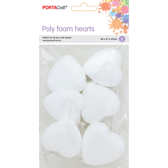 Polystyrene Hearts 48x47x21mm 6pk