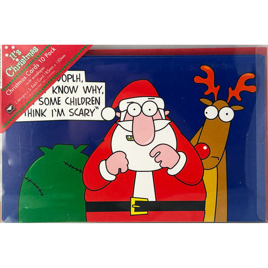 Christmas Greeting Cards 10 Pack – Humorous Santa Designs