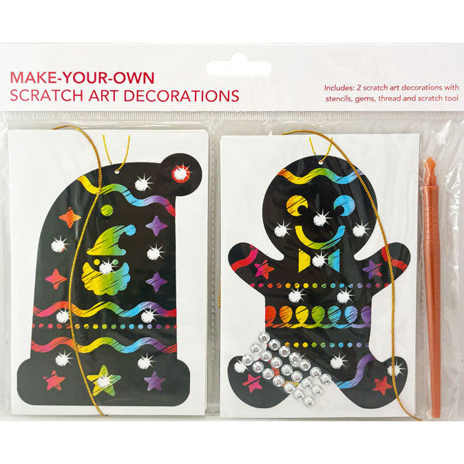 Christmas Scratch Art Craft Kit – Gingerbread & Santa Hat Designs