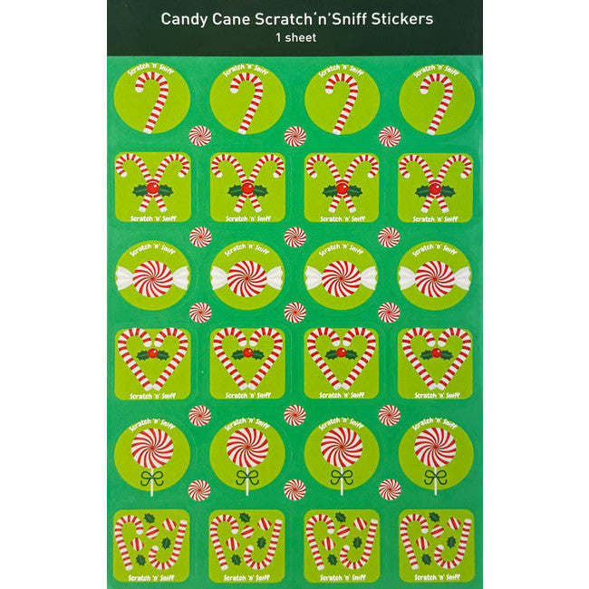 Candy Cane Scratch ’n’ Sniff Stickers – Scented Christmas Sticker Sheet