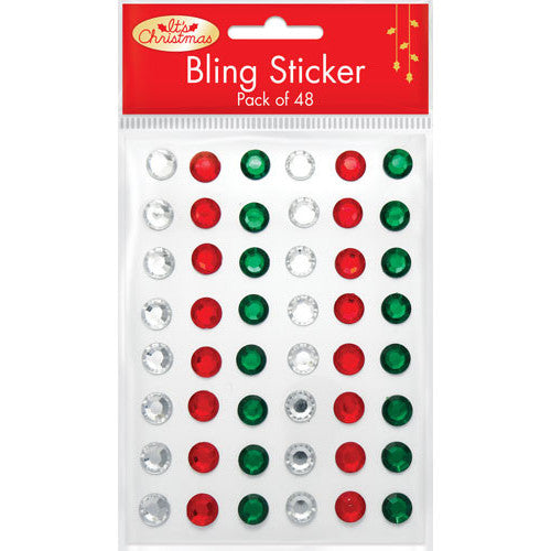 Christmas Bling Gem Stickers 48pk