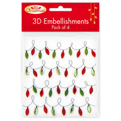 3D Christmas Light Gem Stickers 4pk