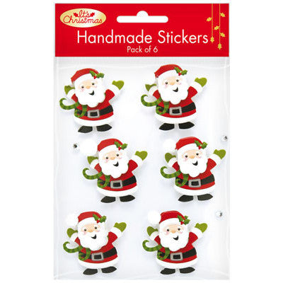 Handmade Santa Stickers 6pk