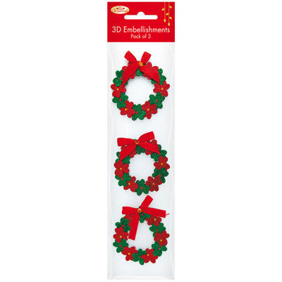 3D Wreath Embellishments 3pk