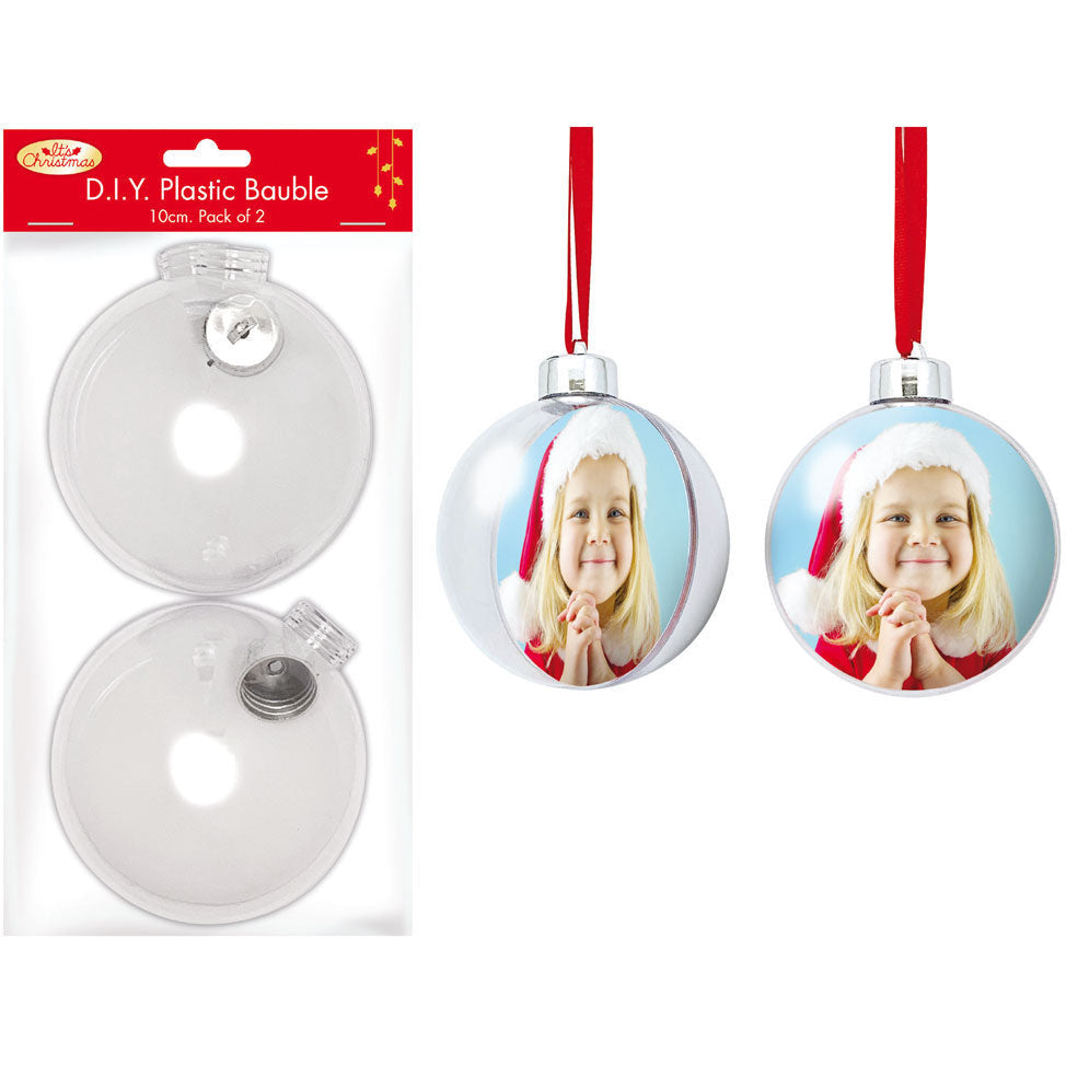Fillable Clear Christmas Baubles 10cm 2pk