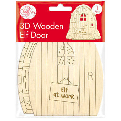 Wooden 3D Elf Door - Elf at Work