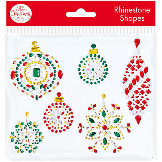Rhinestone Christmas Bauble Stickers 6pk