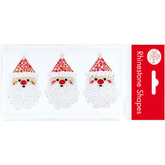 Rhinestone Santa Head Stickers 3pk
