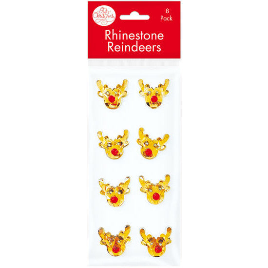 Rhinestone Reindeer Stickers 8pk