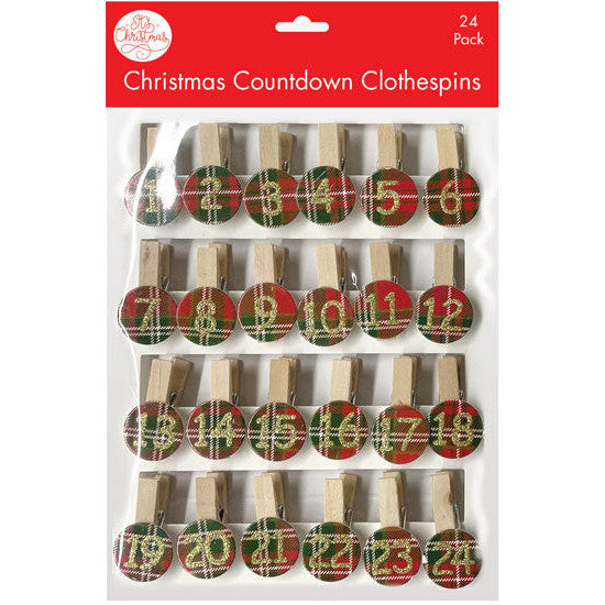 Christmas Countdown Pegs 24pk