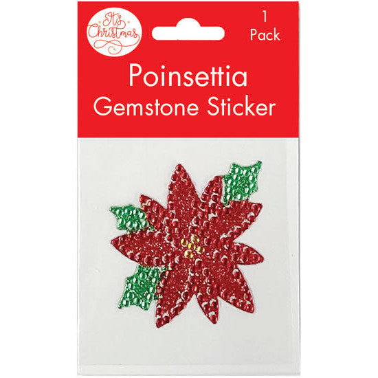 Poinsettia Rhinestone Glitter Decal