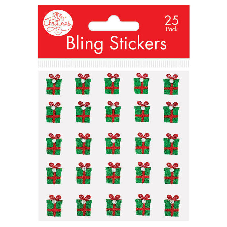 Christmas Present Bling Stickers 25pk
