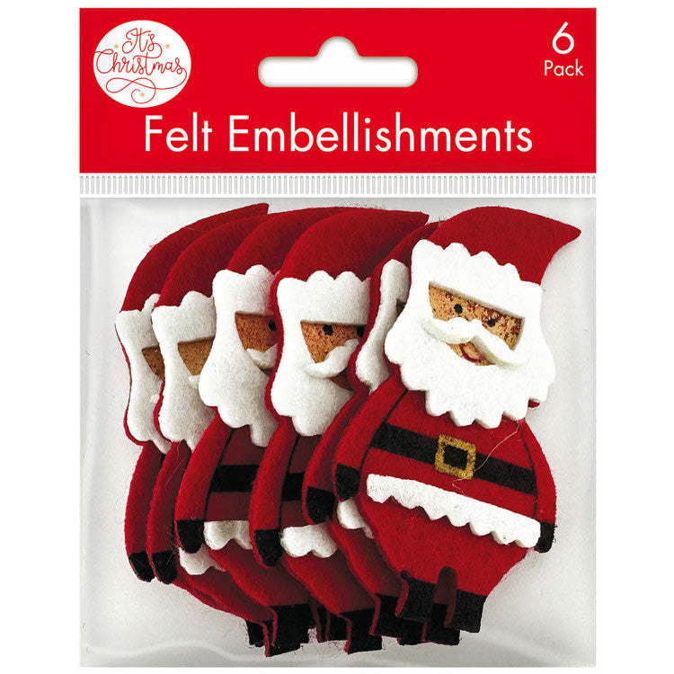 Felt Santa Embellishments 6pk
