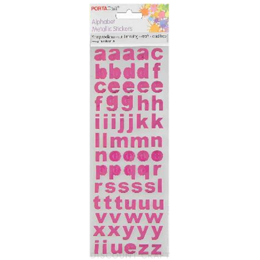 Alphabet Foil Stickers Arial - Hot Pink