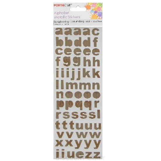 Alphabet Foil Stickers Arial - Gold