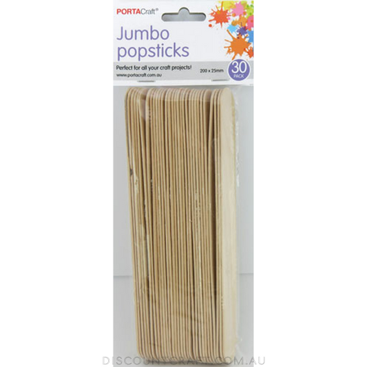 Popsticks Jumbo 200x25mm 30pk - Natural