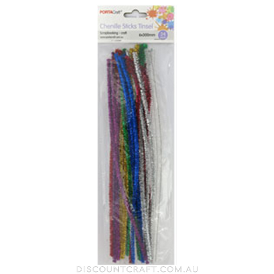 Chenille Stems Tinsel 6mm 24pk - Multi