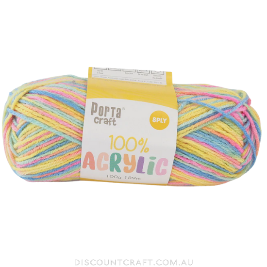 Acrylic Yarn 100g 189m 8ply - Variegated Rainbow