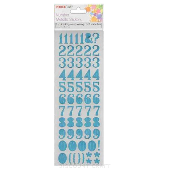 Number Foil Stickers Arial - Blue
