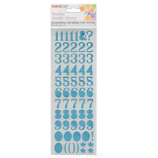 Number Foil Stickers Arial - Blue