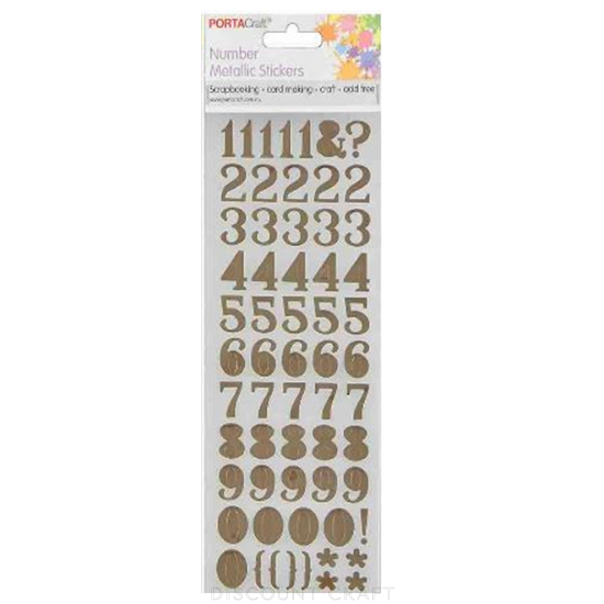 Number Foil Stickers Arial - Gold