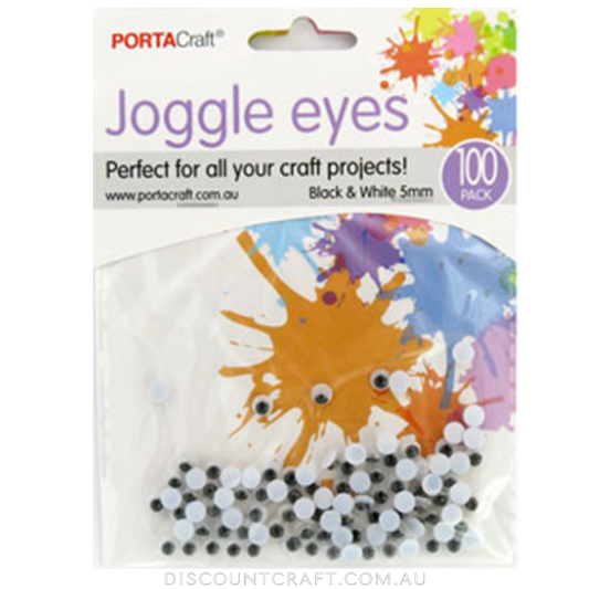 Joggle Eyes - Black & White 5mm 100pack