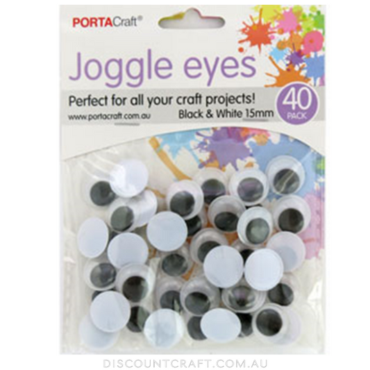 Joggle Eyes - Black & White 15mm 40 pack