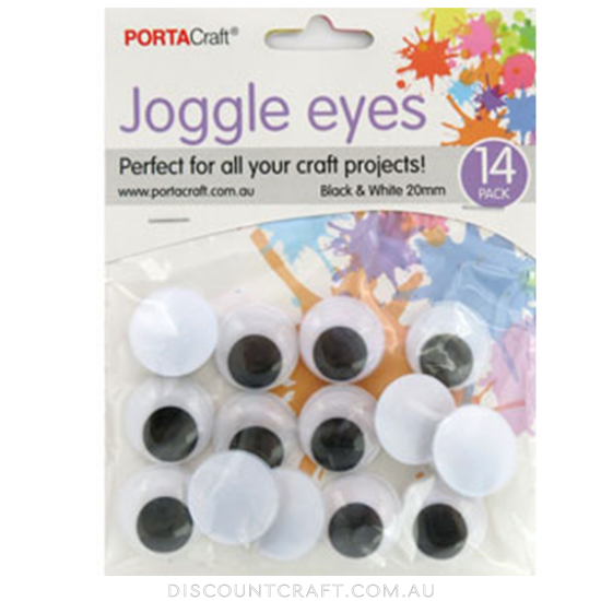 Joggle Eyes - Black & White 20mm 14pack