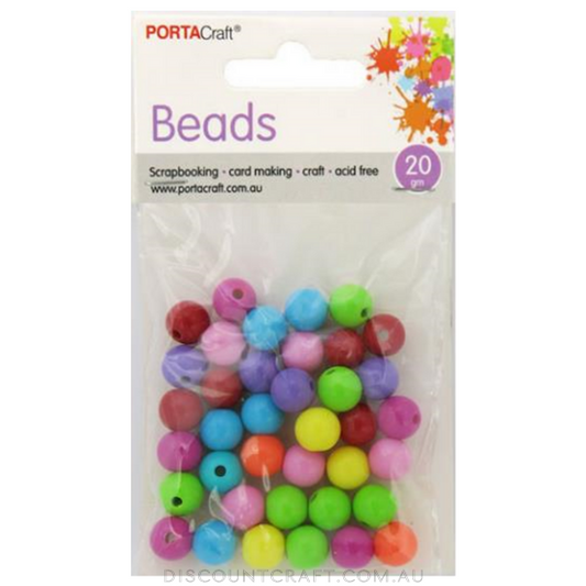 Beads 10mm 20g Round Solid - Multi Colour