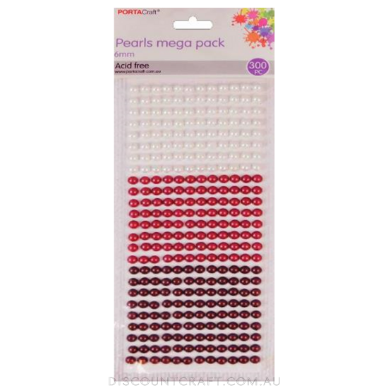 Pearl Jumbo Pack 6mm 300pc -Reds
