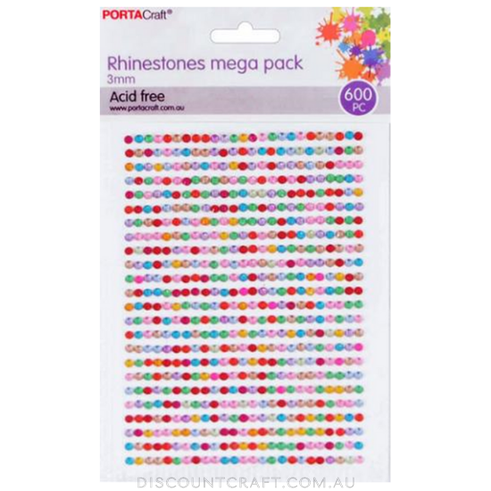 Rhinestone Sheet 3mm 600pc - Multicolour