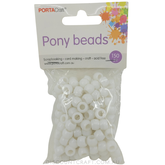 Pony Beads - 150 pack - White