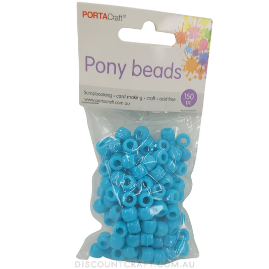 Pony Beads 150pk - Light Blue