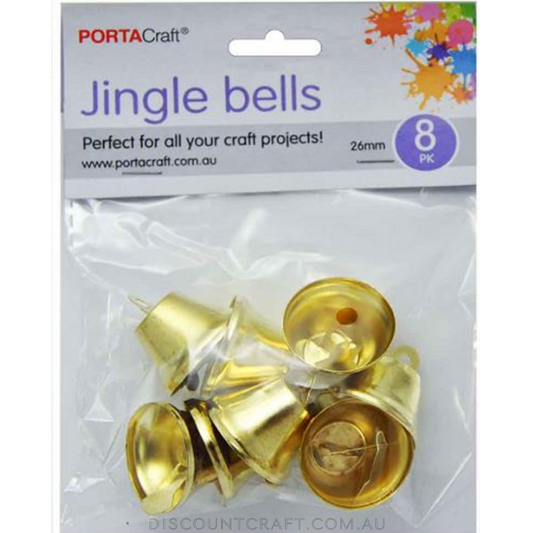 Jingle Bells 26mm 8pk - Gold