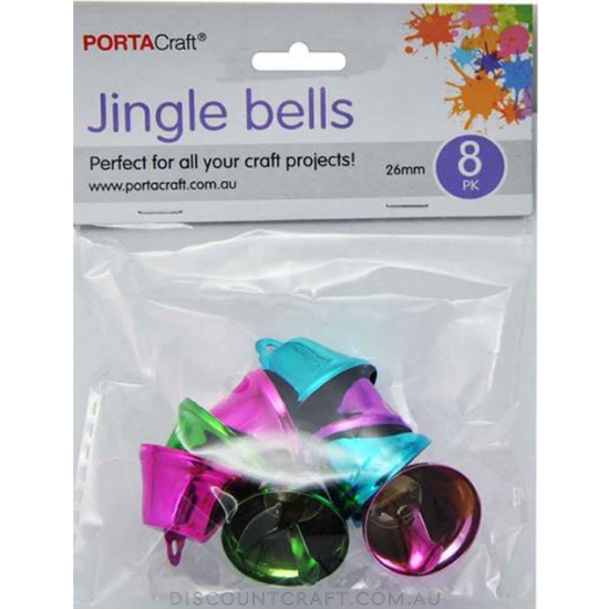 Jingle Bells 26mm 8pk - Coloured